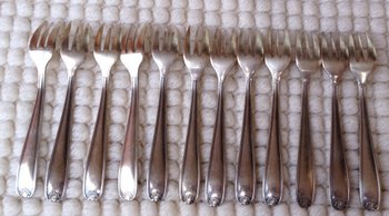 Christofle box including 12 cake forks in silver metal Bérain model year '50