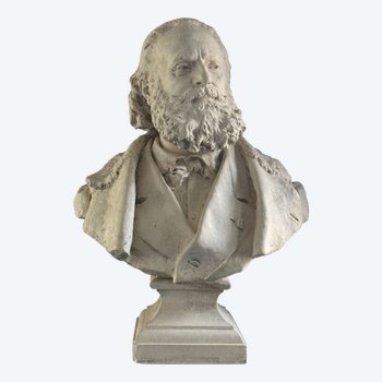 Jean Gautherin, Sculpture Bust Of Man Signed XIXth Century