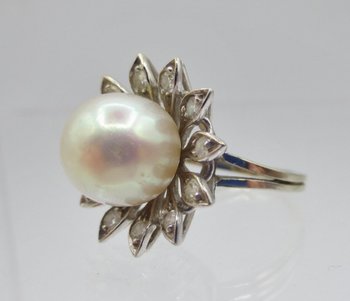 Anello, Perla E Oro Bianco.