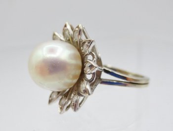 Anello, Perla E Oro Bianco.