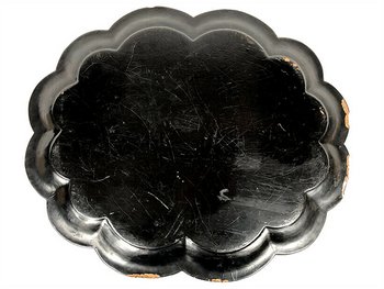 Large Napoleon III tray in boiled cardboard with mother-of-pearl burgundy