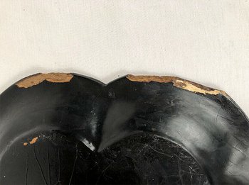 Large Napoleon III tray in boiled cardboard with mother-of-pearl burgundy