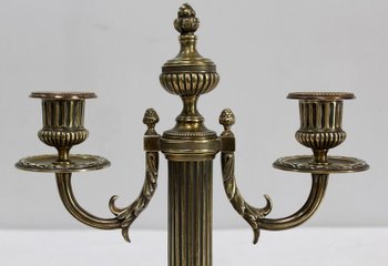 Pair of Bronze Candlesticks, Louis XVI style - 2nd half of the 19th century