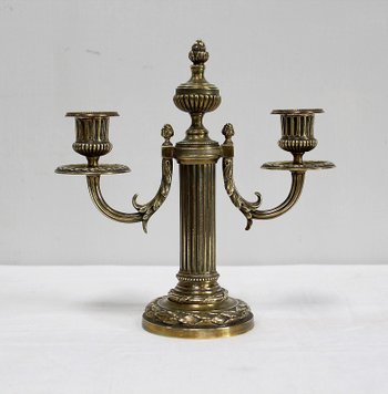 Pair of Bronze Candlesticks, Louis XVI style - 2nd half of the 19th century