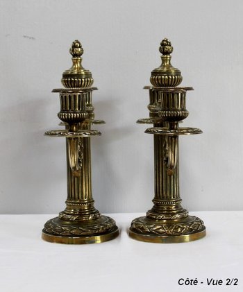 Pair of Bronze Candlesticks, Louis XVI style - 2nd half of the 19th century