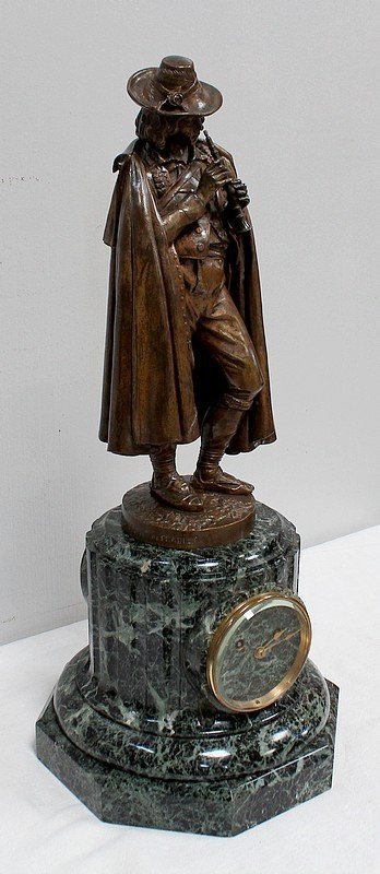 Bronze and Marble Pendulum "The Flute Player", by C-A. Calmels – 2nd part 19th century