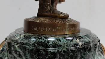 Bronze and Marble Pendulum "The Flute Player", by C-A. Calmels – 2nd part 19th century