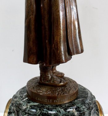 Bronze and Marble Pendulum "The Flute Player", by C-A. Calmels – 2nd part 19th century