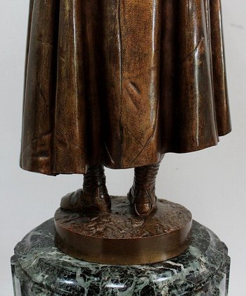 Bronze and Marble Pendulum "The Flute Player", by C-A. Calmels – 2nd part 19th century