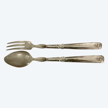 Elegant pair of solid silver salad servers from the Art-Deco period circa 1925/1930