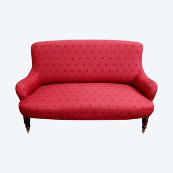 Banquette à tapisserie Rouge Framboise, époque Napoléon III – 2ème moitié du XIXe