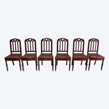 Rare Suite of 6 Cuban Mahogany Chairs, Restoration Period - Early 19th Century