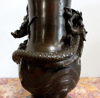 Paire de Vases Japonais en Bronze patiné – 1900