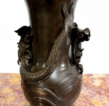 Paire de Vases Japonais en Bronze patiné – 1900