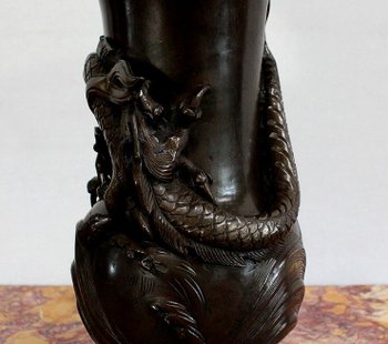 Paire de Vases Japonais en Bronze patiné – 1900