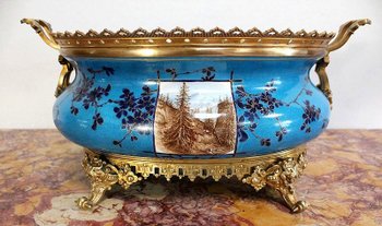 Enamelled Porcelain and Gilt Bronze Planter - Late 19th Century