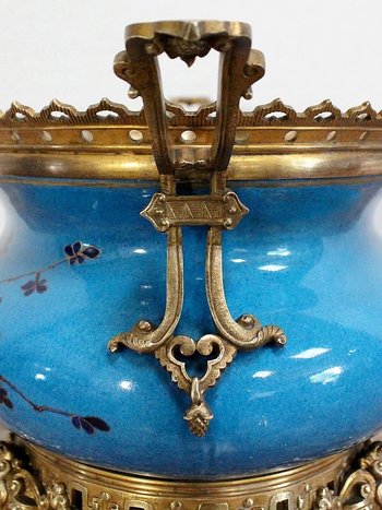 Enamelled Porcelain and Gilt Bronze Planter - Late 19th Century