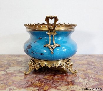 Enamelled Porcelain and Gilt Bronze Planter - Late 19th Century