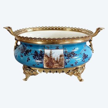 Enamelled Porcelain and Gilt Bronze Planter - Late 19th Century