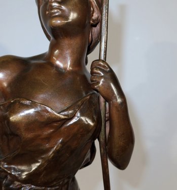 Importante "Giovane contadina" in bronzo, firmata H. Moreau - 2a parte del XIX secolo