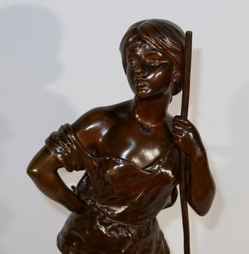 Importante "Giovane contadina" in bronzo, firmata H. Moreau - 2a parte del XIX secolo