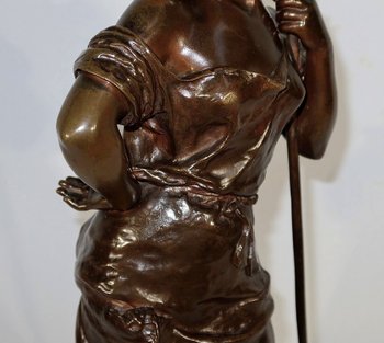 Importante "Giovane contadina" in bronzo, firmata H. Moreau - 2a parte del XIX secolo