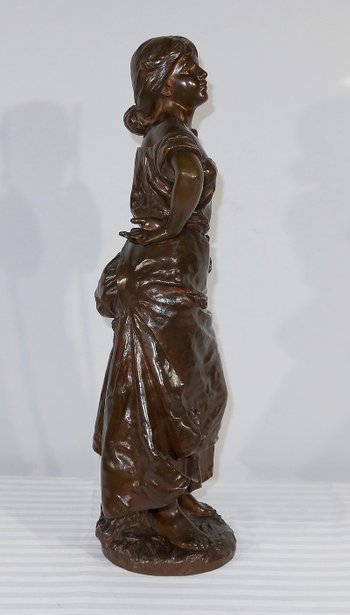 Importante "Giovane contadina" in bronzo, firmata H. Moreau - 2a parte del XIX secolo