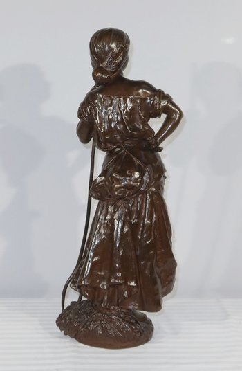 Importante "Giovane contadina" in bronzo, firmata H. Moreau - 2a parte del XIX secolo