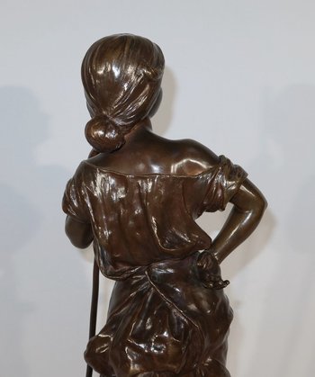 Importante "Giovane contadina" in bronzo, firmata H. Moreau - 2a parte del XIX secolo