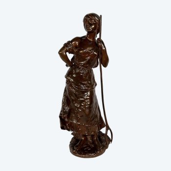 Important Bronze "Young Peasant Woman", signed H. Moreau - 2nd part 19th century