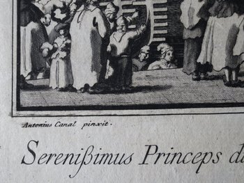 Le Mariage Avec La Mer, Gravure d' Après Canaletto, XVIIIe Siècle.
