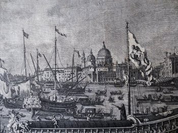 Le Mariage Avec La Mer, Gravure d' Après Canaletto, XVIIIe Siècle.