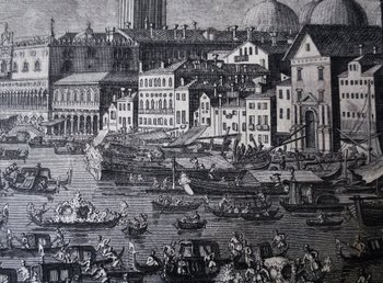 Le Mariage Avec La Mer, Gravure d' Après Canaletto, XVIIIe Siècle.