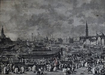 Le Mariage Avec La Mer, Gravure d' Après Canaletto, XVIIIe Siècle.