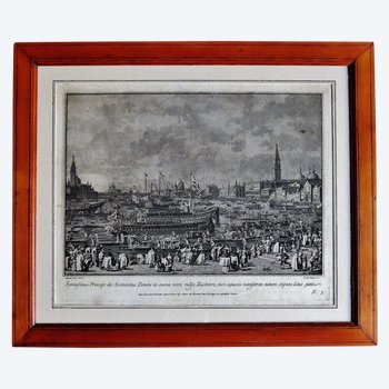 Le Mariage Avec La Mer, Gravure d' Après Canaletto, XVIIIe Siècle.