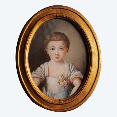 Portrait d' Éléonore, Pastel d' époque Louis XV.