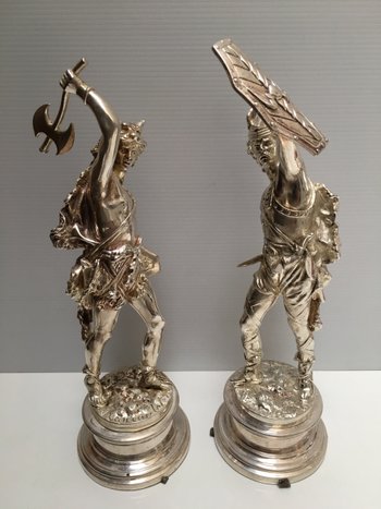 Due soggetti in bronzo argentato XIX° RANCOULLET