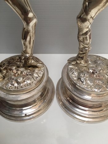 Due soggetti in bronzo argentato XIX° RANCOULLET