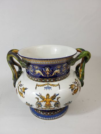 Vase / Cache pot in earthenware from Gien XIXth