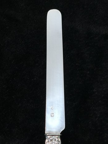 6 dessert knives blade and handle in SOLID SILVER