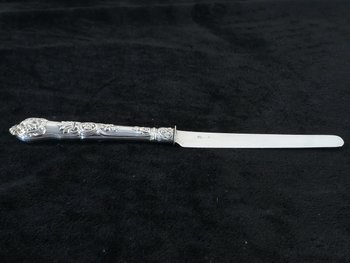 6 dessert knives blade and handle in SOLID SILVER