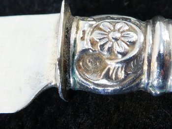 6 dessert knives blade and handle in SOLID SILVER
