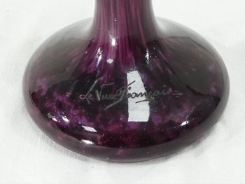  Large ART DECO Vase with DAHLIAS signed LE VERRE FRANCAIS /SCHNEIDER