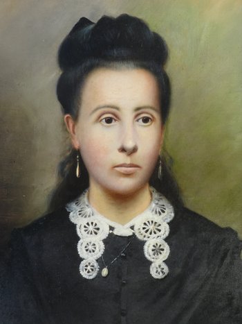 Öl auf Leinwand Porträt einer jungen Frau Signiert LESPINASSE 1907