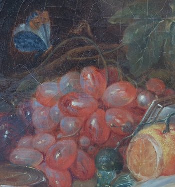19th century French school - Still life with a compass, fruits and oysters