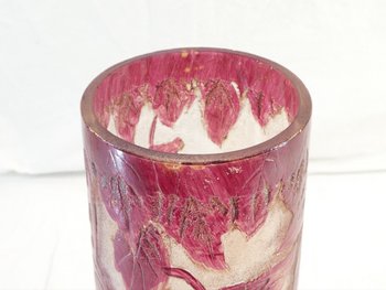 Large Vase LEGRAS ruby in frosted acid-etched glass ART NEW