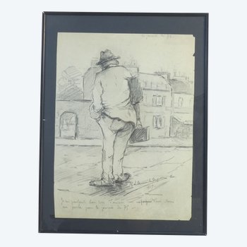 Rare drawing signed and dated by Robert DUMONT-DUPARC entitled "LA JOURNEE DU 75".