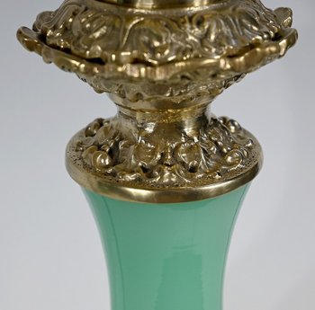 Paire de Lampes en Opaline et Bronze – Fin XIXe
