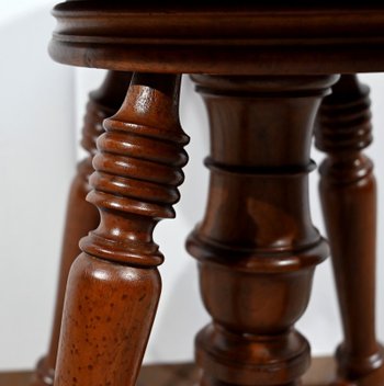Solid Walnut Piano Stool - Late 19th century