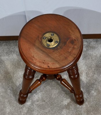 Solid Walnut Piano Stool - Late 19th century